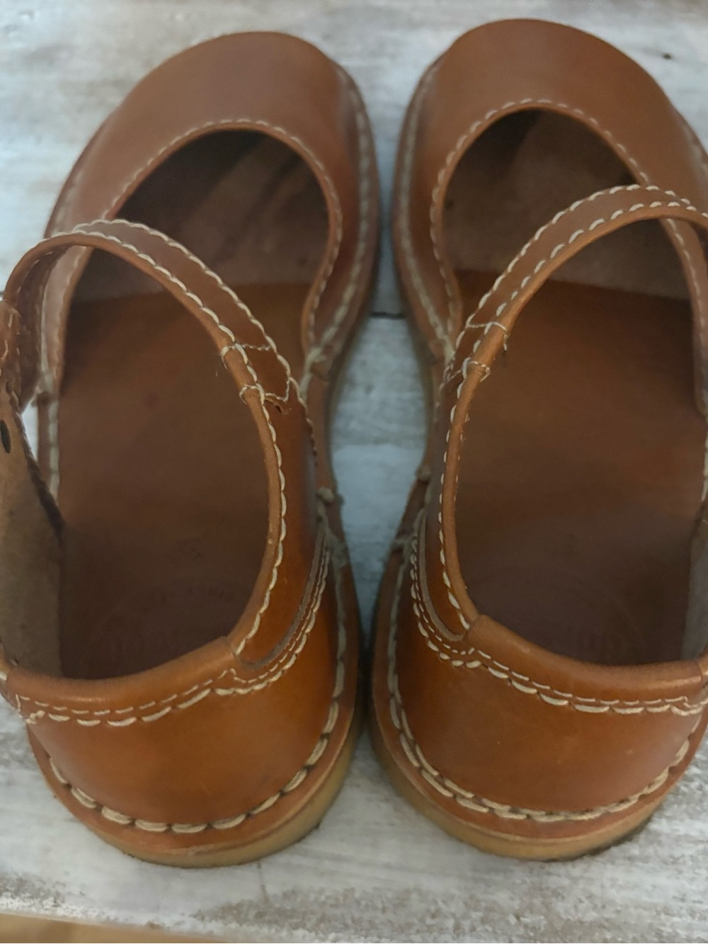 Duckfeet Band- Tan Leather Mary Jane Shoes - Classic Stitch Detail - Picture 5 of 6